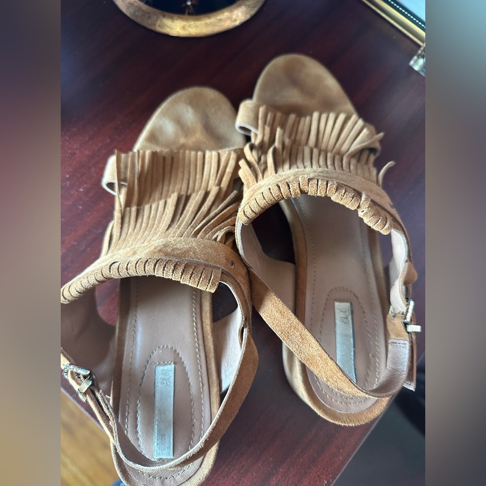 Fringed Tan Sandals